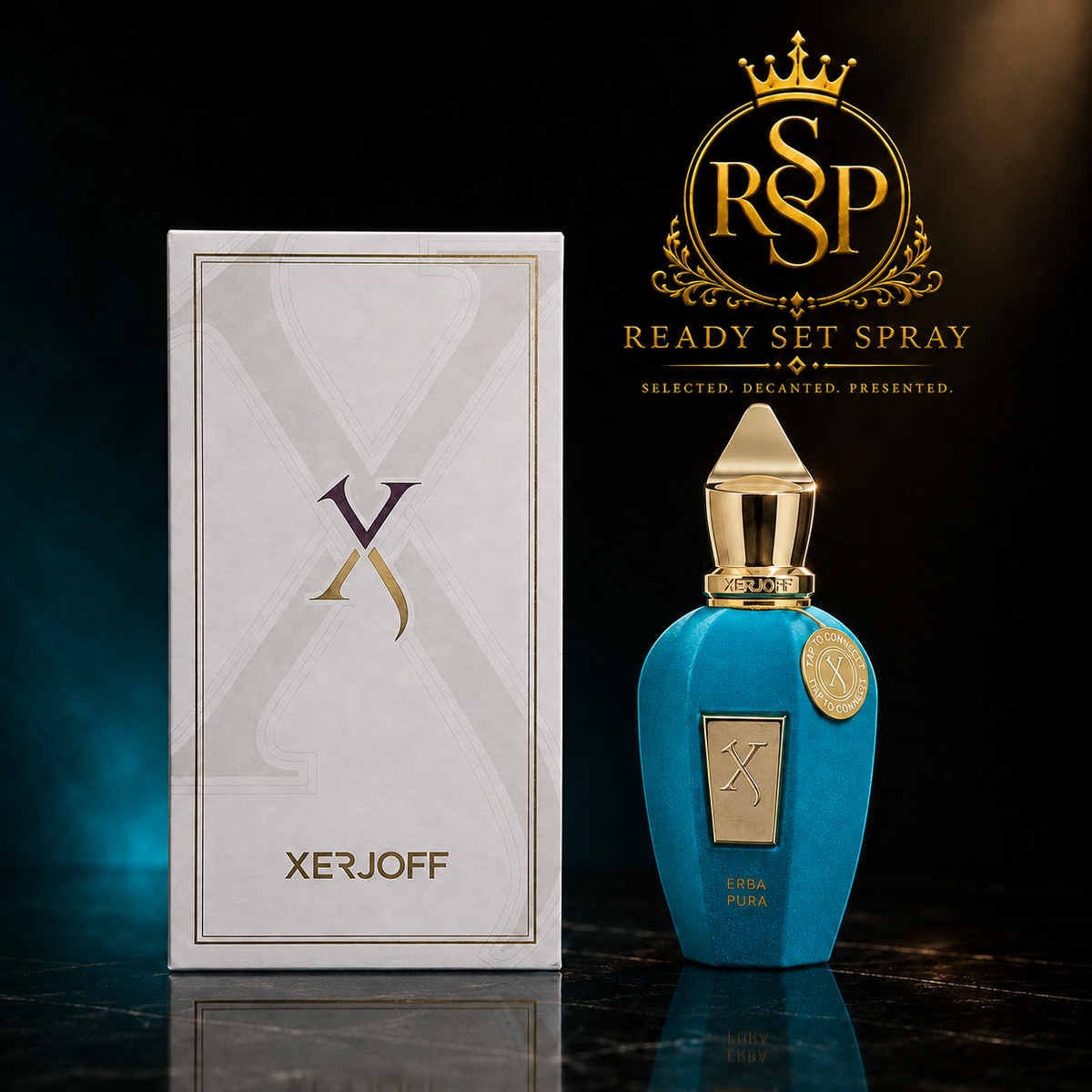 Ready Set Spray artwork featuring Xerjoff Erba Pura fragrance.