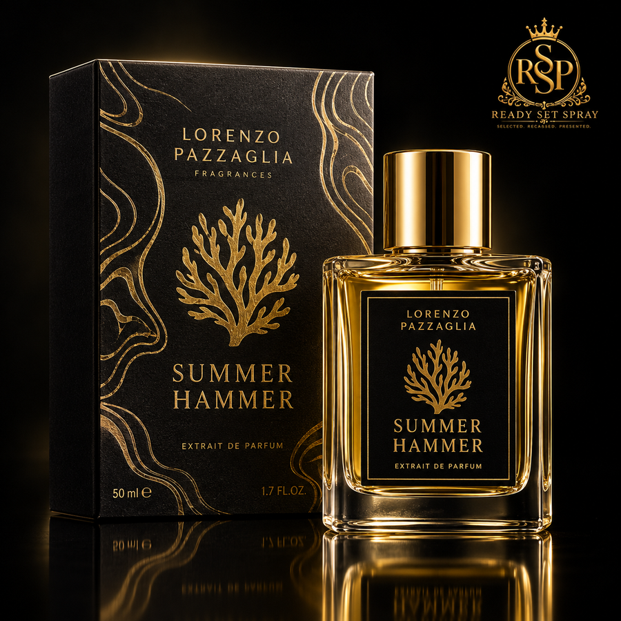 Lorenzo Pazzaglia Summer Hammer bottle and box on black RSP background